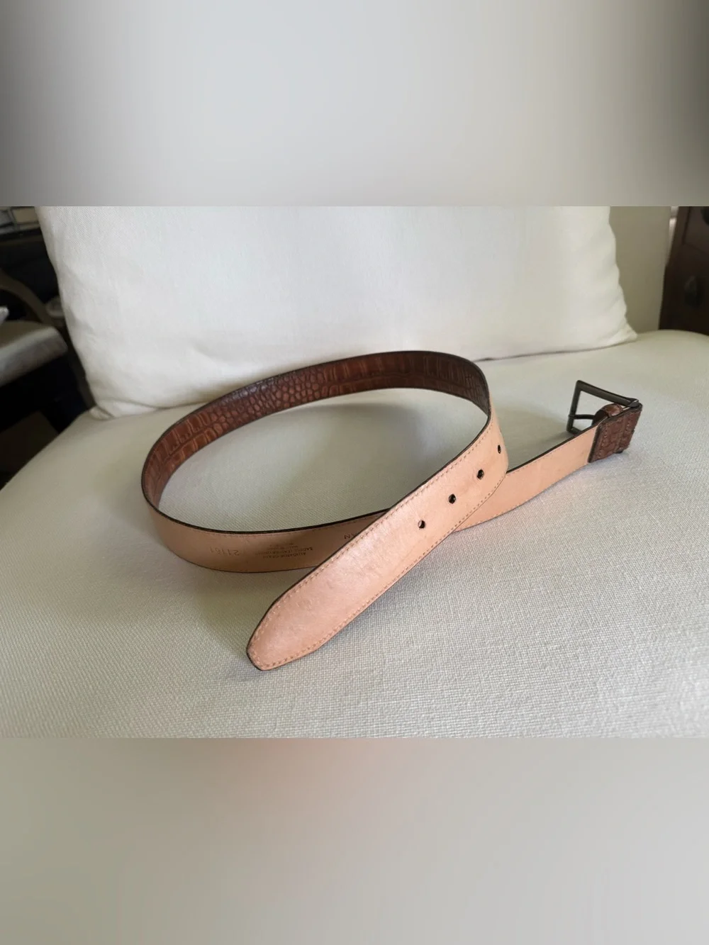 MARTIN DINGMAN ALLIGATOR GRAIN Saddle Leather Belt Size 90/36